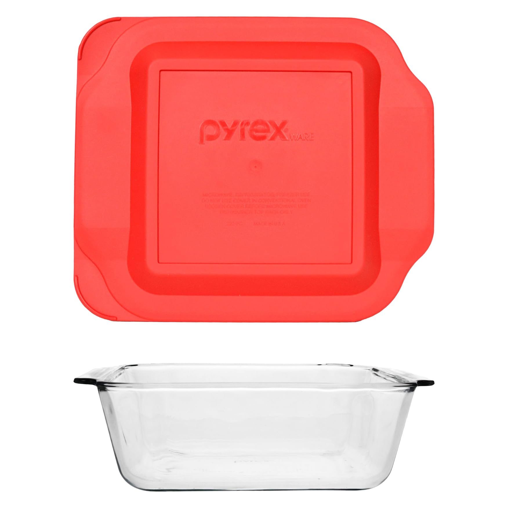 222-D 2.5-Quart Deep Glass Baking Dish With Red Lid - Made in USA