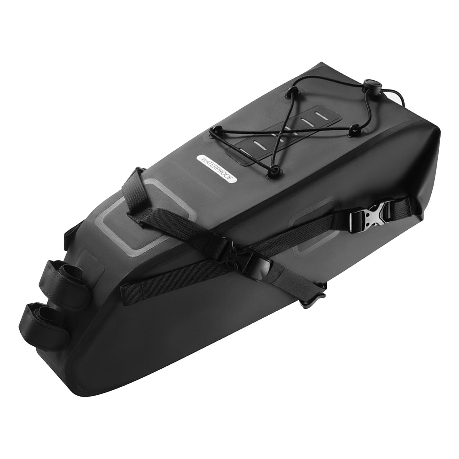 Borsa da Sella per Bici, Borsa da Coda Espandibile Antipioggia in PVC con capacità Espandibile da 7 a 10 Litri, da Ciclismo con Base in Pelle Antiscivolo e Corda Elastica Superiore per