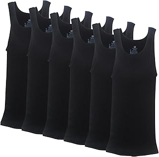 Men's ComfortSoft 6 Pack FreshIQ Tagless A-Shirts, Assorted, X Large, Black