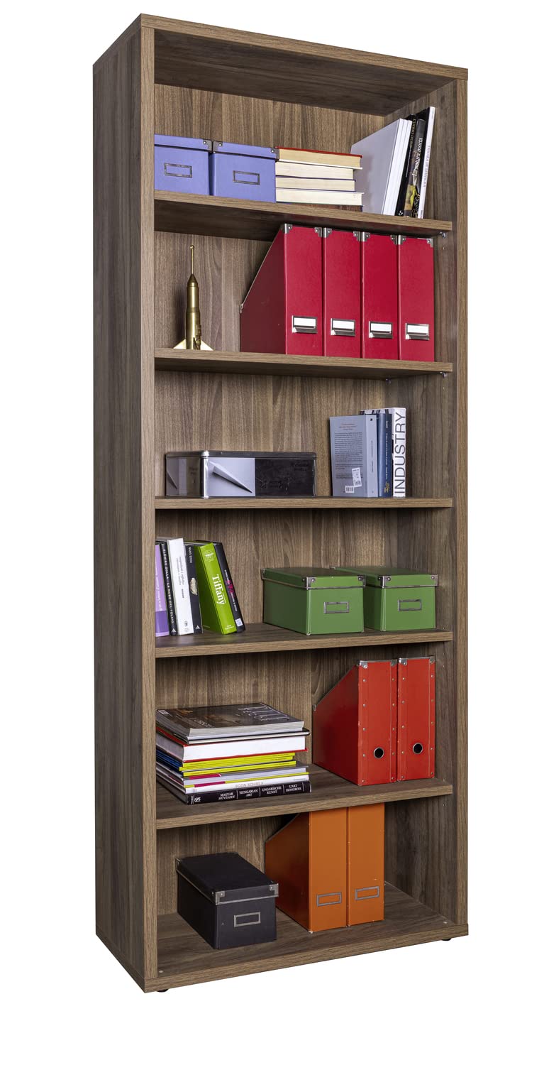 Composad | Libreria Alta della Linea DAVINCI BRERA Con 5 Ripiani Regolabili, Libreria Scaffale Moderna, (LxAxP) 81,60x217,50x35,70 cm, Noce Brera, Soggiorno, Studio, Ufficio, Made in Italy
