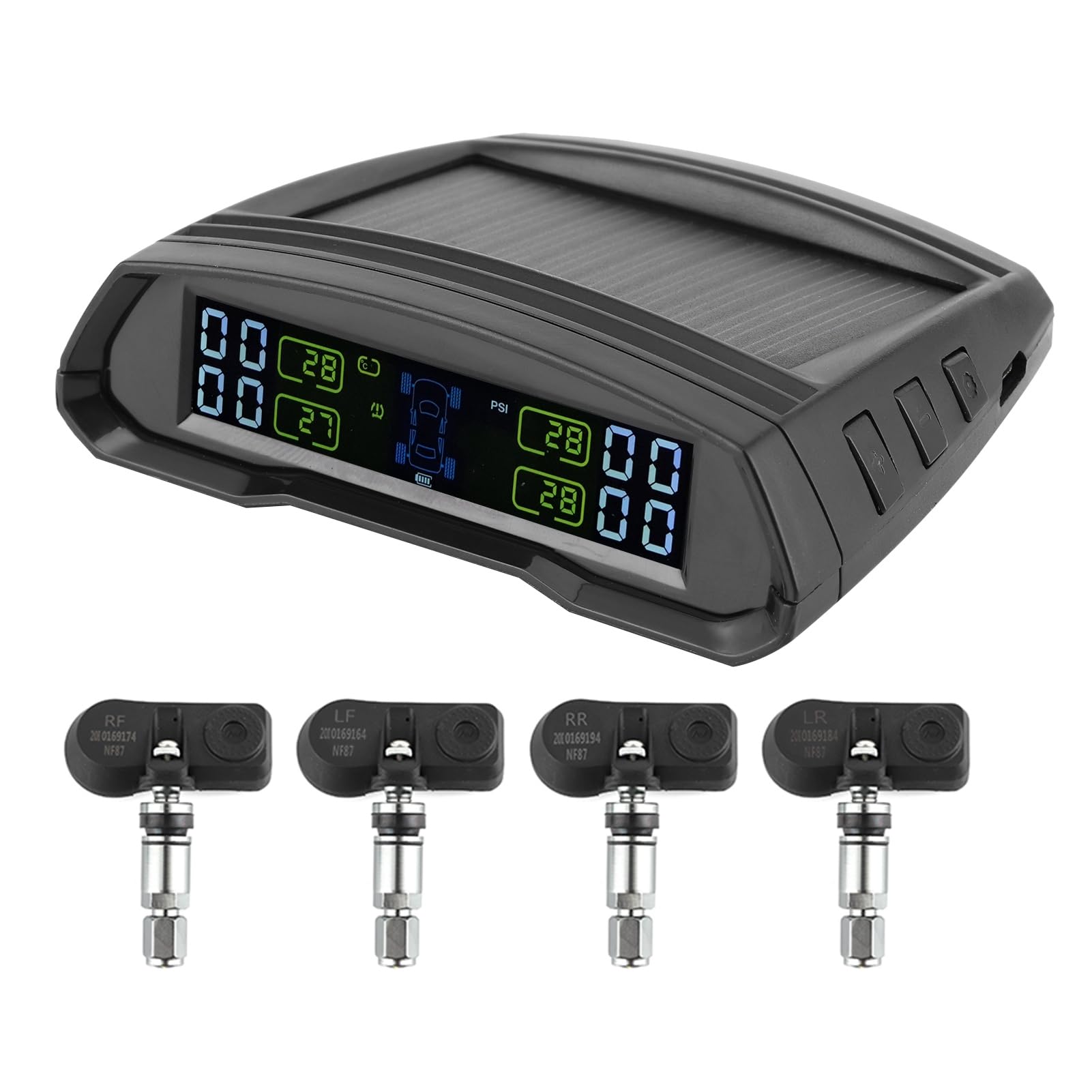 Terisass di monitoraggio della Pressione dei Pneumatici Wireless TPMS TPMS di Alimentazione Solare o USB con 4 sensori per la Pressione e la Temperatura del rimorchio Viaggio