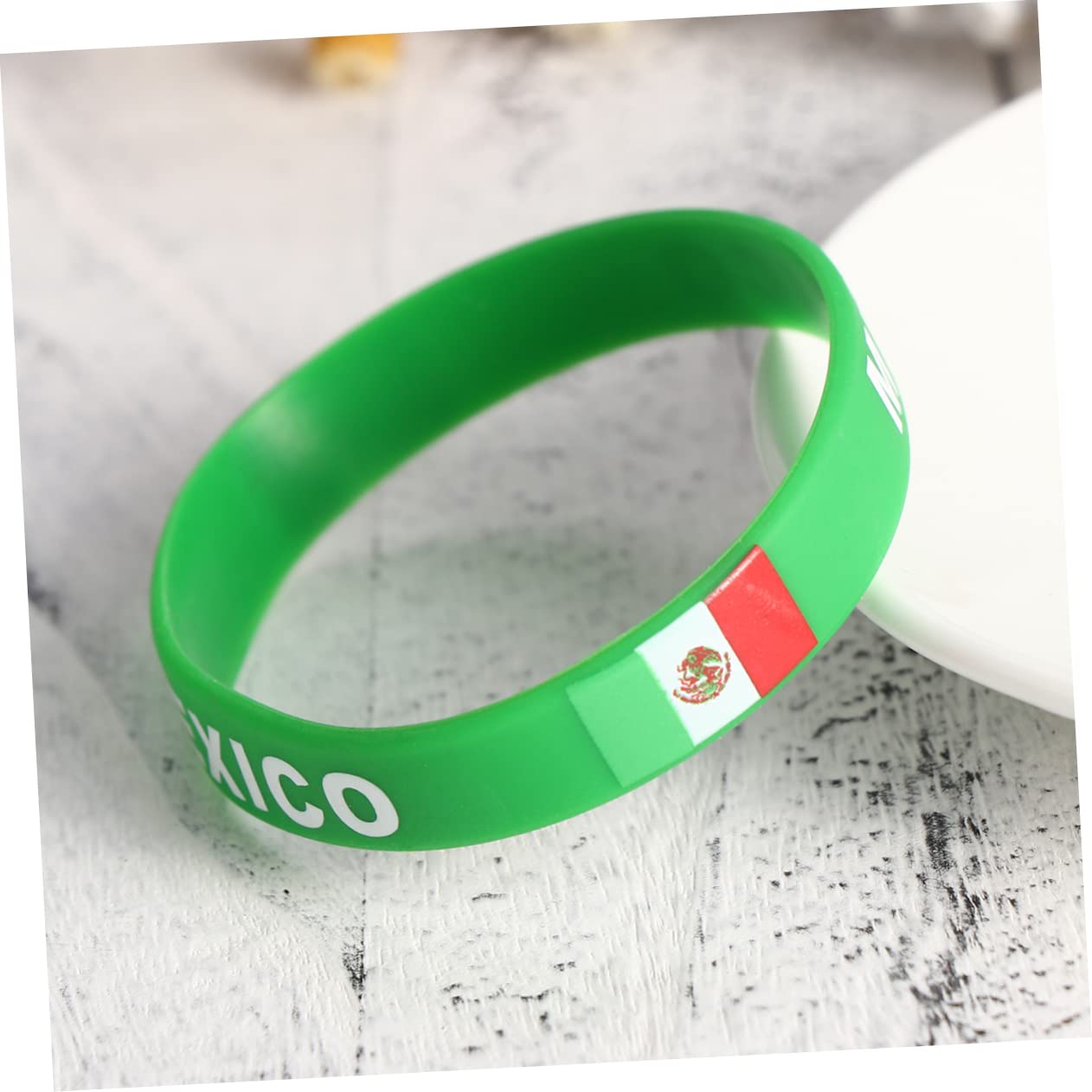 VANZACK 2sets Mexico Country Flag Wristband Silicone Sports Fan Wrist Straps Comfortable One Size Fits 6pcs*2