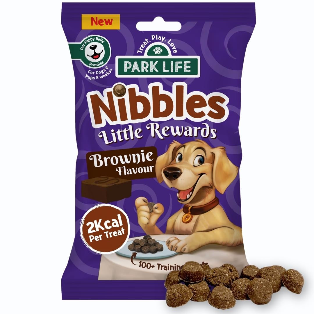 PARK LiFE, Nibbles – Dog Safe Brownie Treats 80g, Little Rewards, Doggy Chocolate, Puppy Friendly, Grain-Free, Natural, Soft Baked, use with Snuffle Mat and Kong Slow Feeder, for Small & Large Dogs