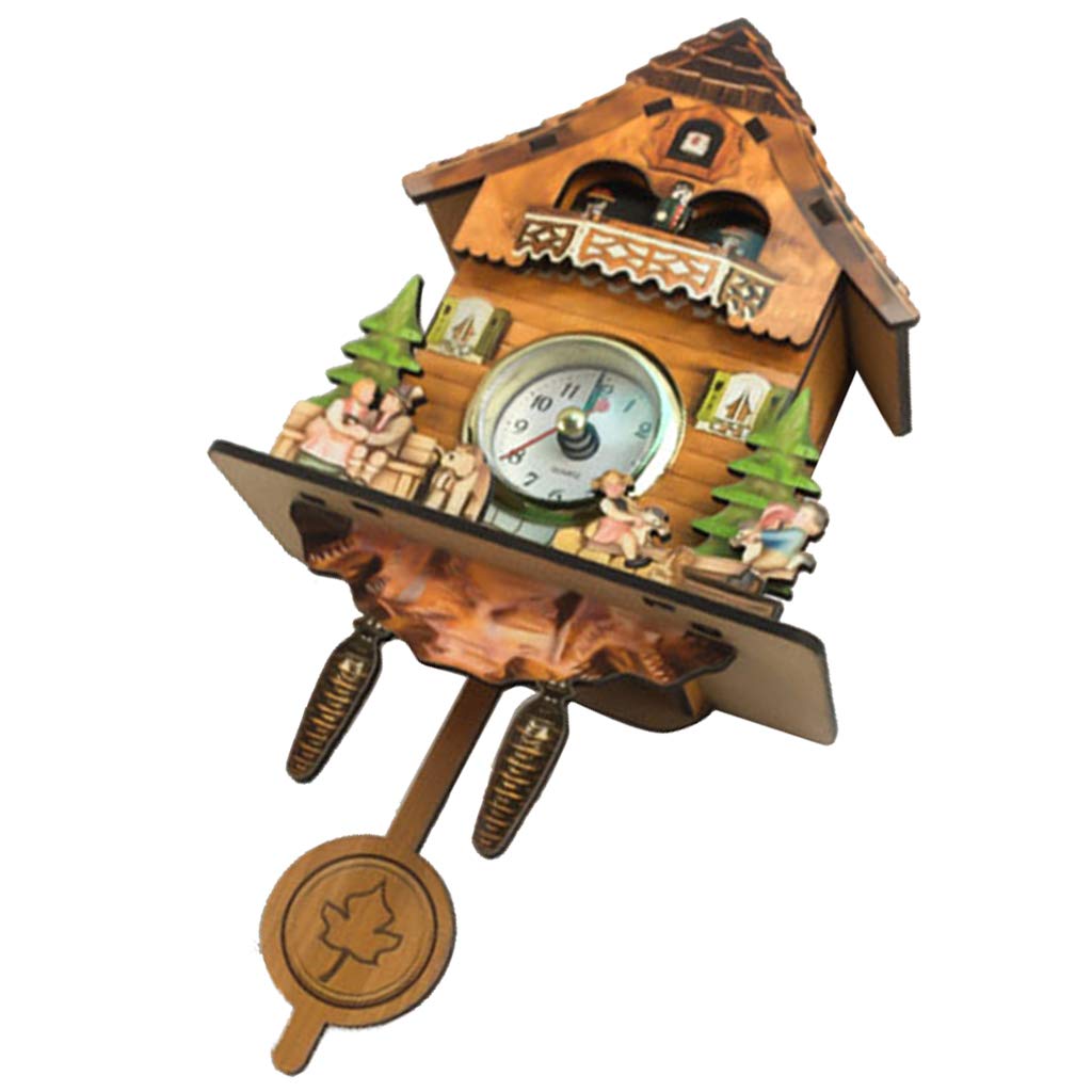 Baoblaze Wooden Cuckoo Clock Decorative Wall Clock with Quartz Movement Novelty Gift, B