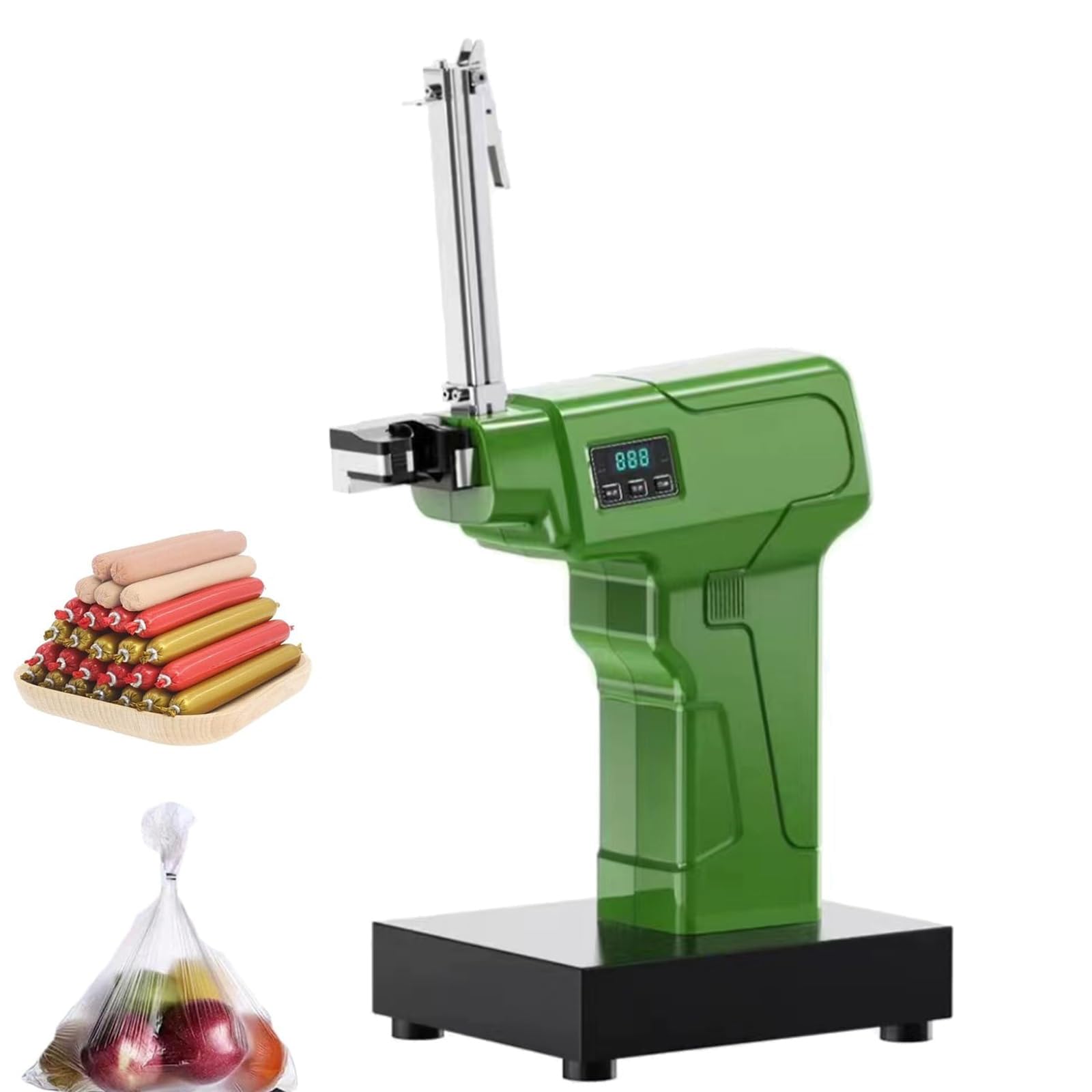 AYCDL Automatic Bag Tying and Sealing Machine with Anti-Jamming Design for Supermarkets and Deli Shops,Green
