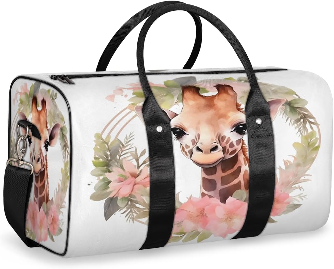 Garland Giraffe Travel Duffel Bag for Women Men Large Capacity Overnight Weekender Bags for Lightweight Waterproof Sport Gym Bag for Workout Yoga Swim