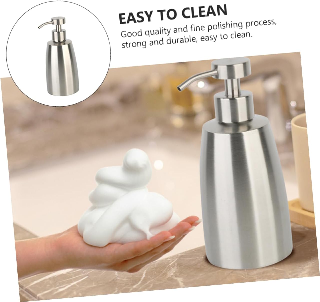ＪＩＥＮＩＧＵＩ 1pc ステンレス鋼スパークリングボトル フェイシャルバブルフォーマー 発泡液体ディスペンサー ソープフォームディ