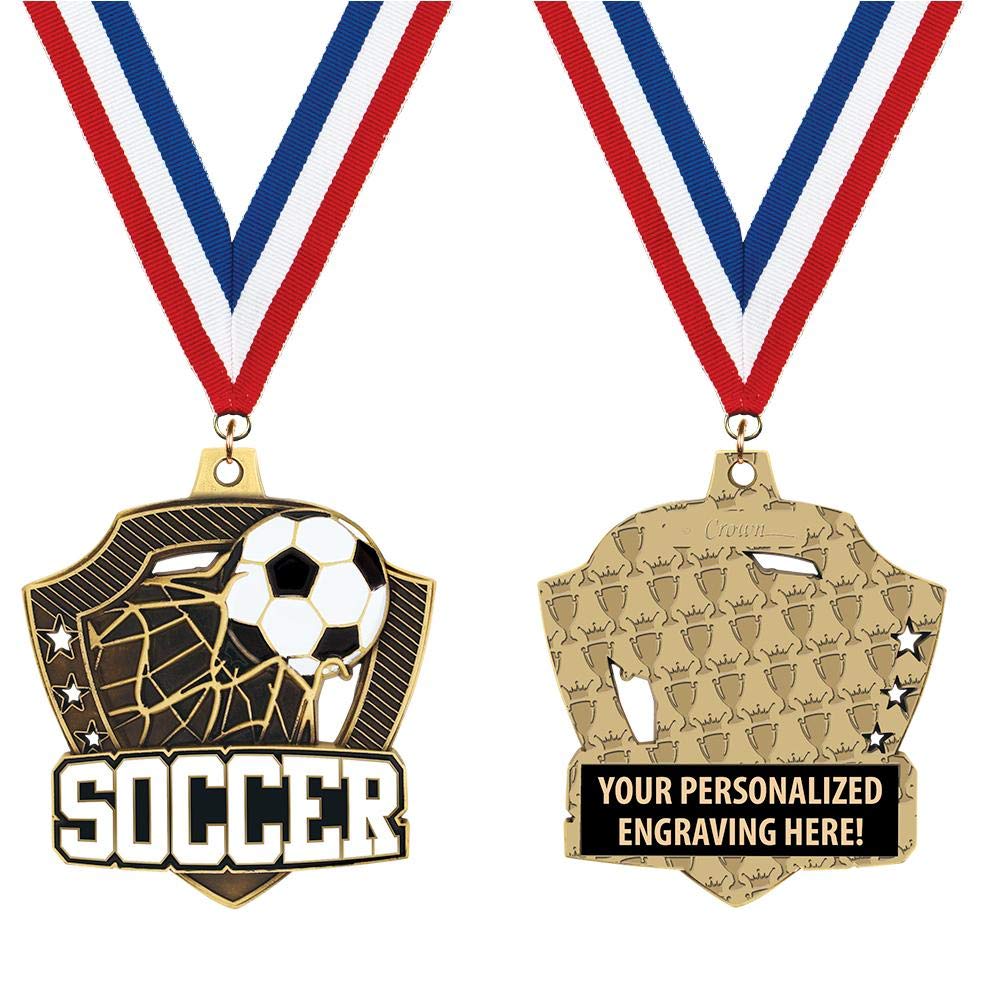 Crown AwardsCustom Soccer Medals, 2 1/4" Shieldz Soccer Award Medals with Free Engraving Prime