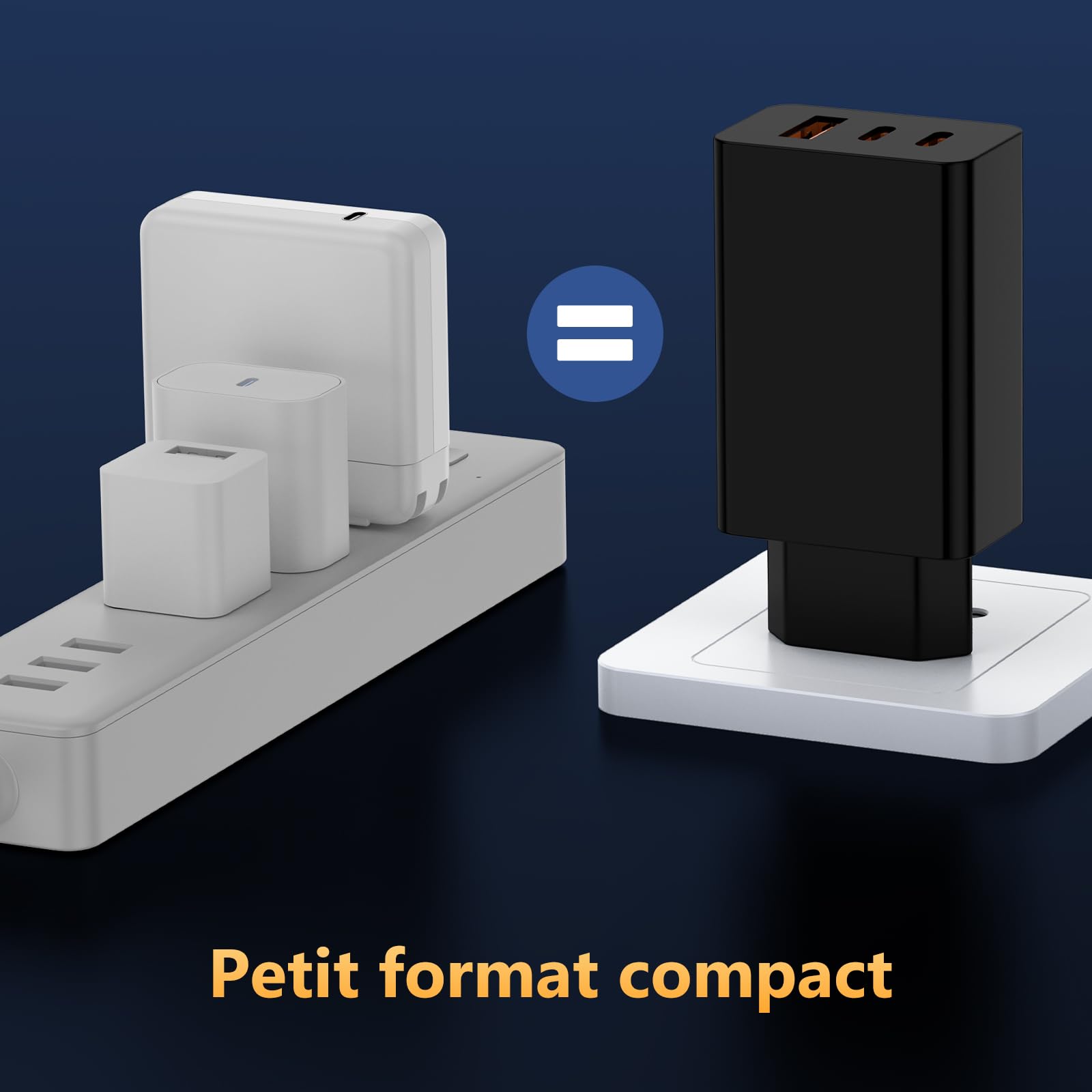 Chargeur USB C 100 W, Chargeur Rapide 3 Ports Prise USB C +USB A, GaN QC Prise Type C Adaptateur pour MacBook Pro, MacBook Air, iPad Pro, iPhone 17/16, Samsung Galaxy et Tous Les appareils USB C - 4