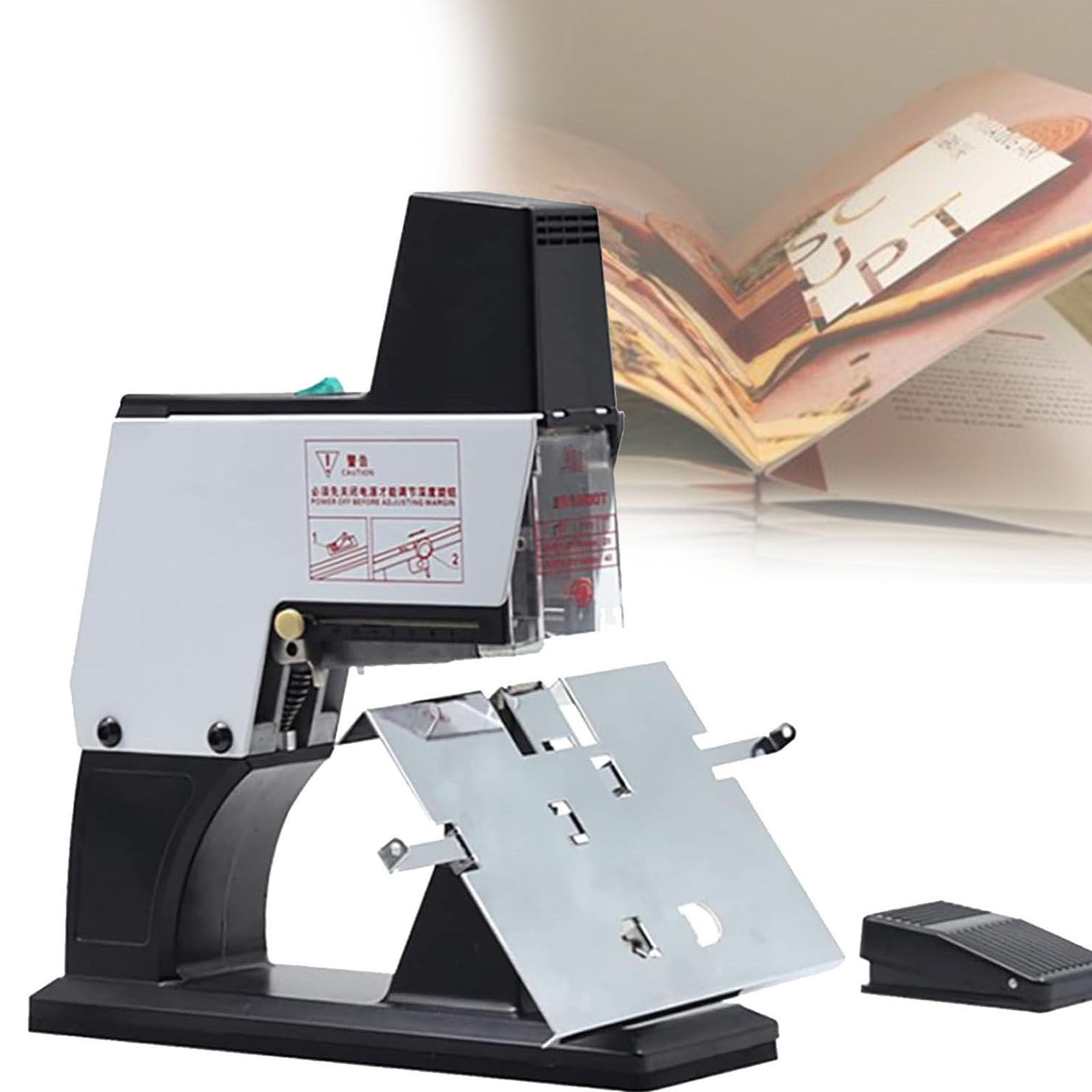 Cucitrice Tavolo Elettrica,Raccoglitrice Sella Automatica,Cucitrice a Sella a Punto Piatto,Protezione dagli Inceppamenti,Piastra Resistente E Rilegatrice Libri,per Cucitrici Tavol