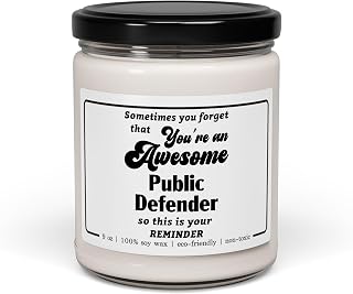 Public Defender Candle Gifts for Women Men - Appreciation Thank You Birthday - Coworker Staff Employee Legal Counsel Defense Attorney - 9oz Soy Wax Cinnamon Vanilla Scent