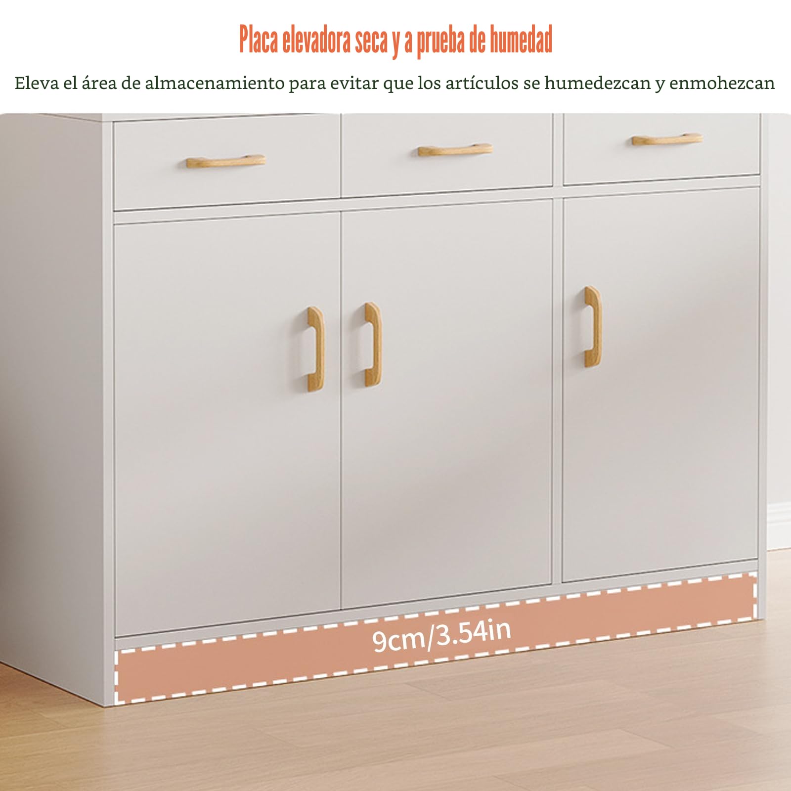Armario de Cocina de 170 cm, Armario Alto de Madera, Aparador, Armario Multiusos con Cajones y Puerta de Cristal, Comedor, Baño, Oficina, Trastero, Blanco