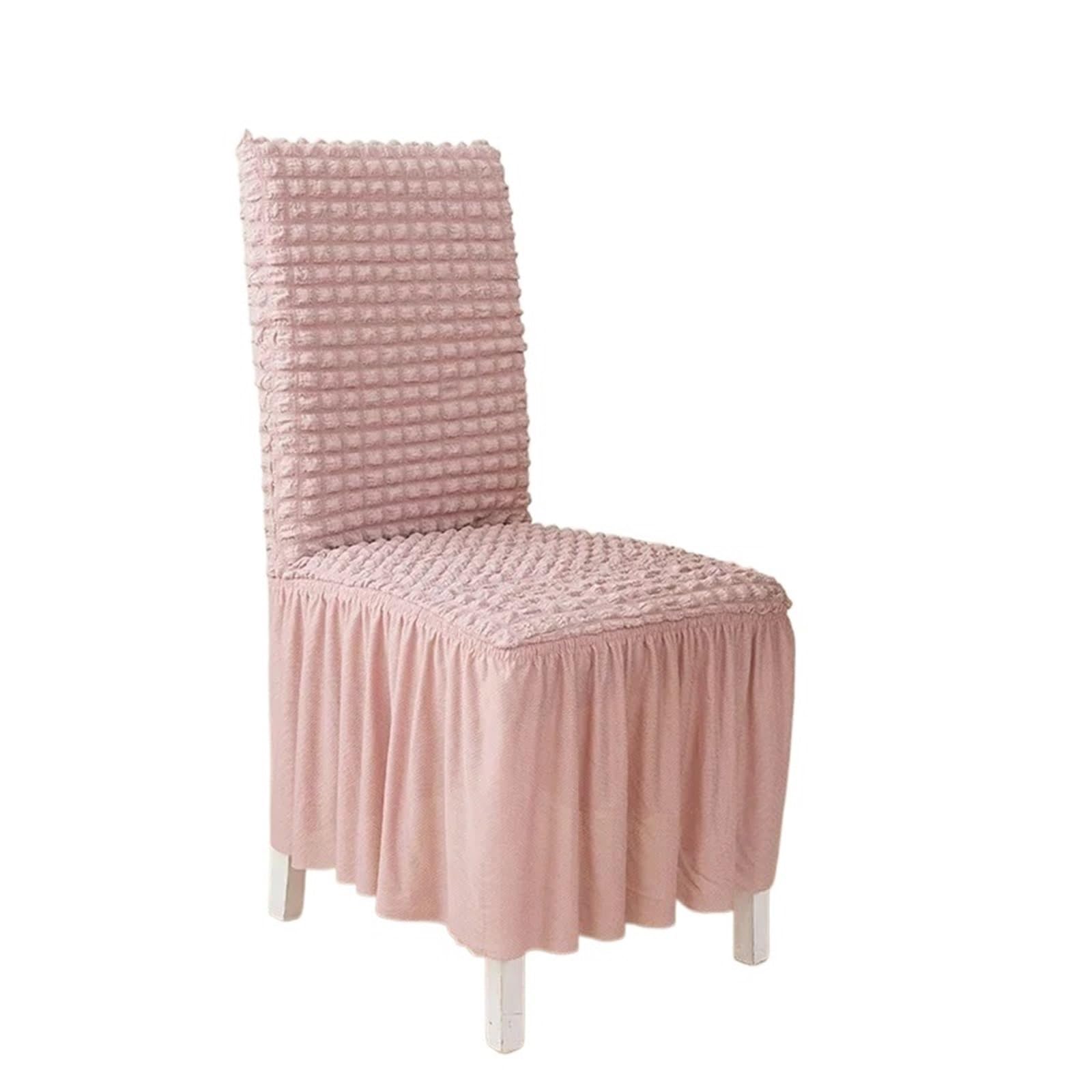 Stuhlhussen mit Rock 4 Stück Stuhlhussen for Esszimmer, Bankettstuhl, Schonbezug, Stretch-Stuhlrock, elastisch, Hochzeitsstuhl-Dekoration(Pink)