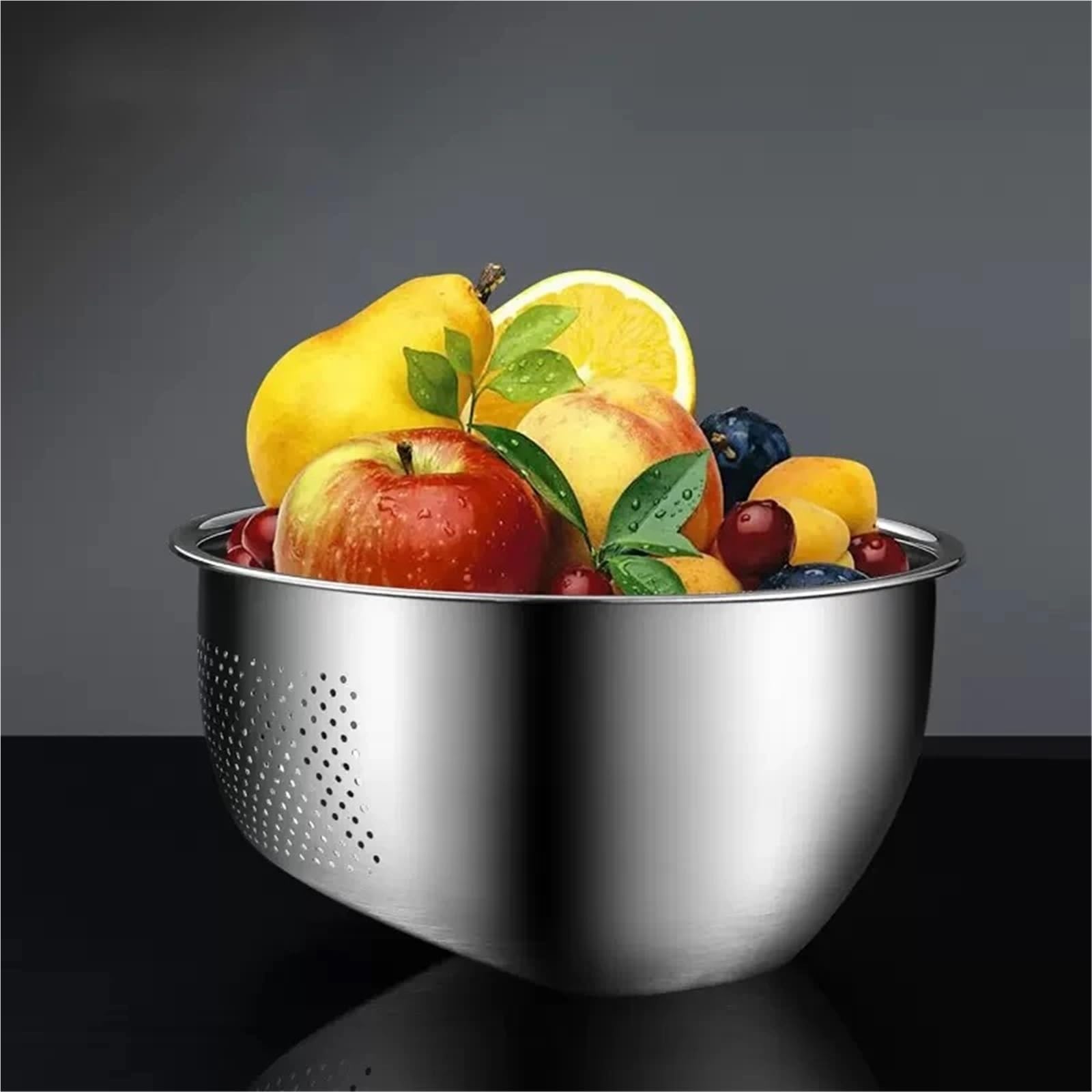 Colador De Arroz De Acero Inoxidable Cesta de filtro cuenco colador arroz lavado acero inoxidable, cestas coladoras frutas y verduras, dispositivo drenaje fregadero cocina(L)