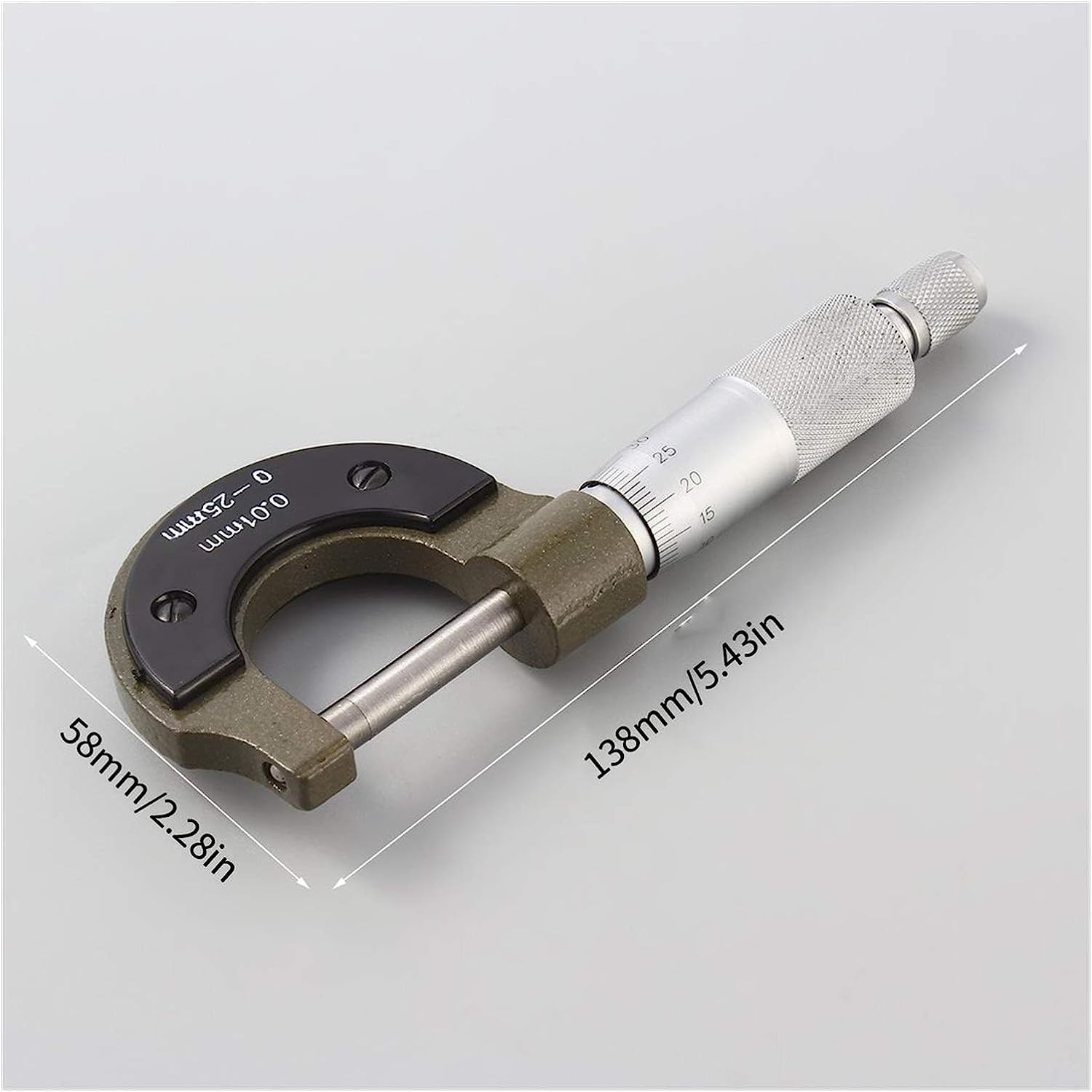 BUNGAA Micrómetro,Micrómetro de Exteriores,Medidor de ESP Micrómetro métrico Exterior de Calibre de 0-25mm y 0,01mm, Herramienta con Metal for Calibre mecánico, Oferta en Stock, micrómetro Digital