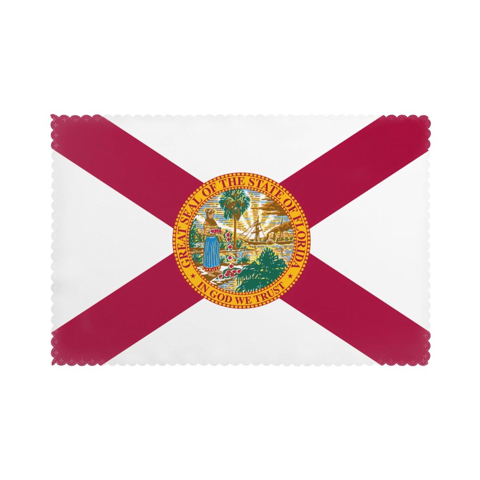 Flag of Florida Printed table mat set (6 pieces) - Aesthetic upgrade for family gatherings and hotel banquets