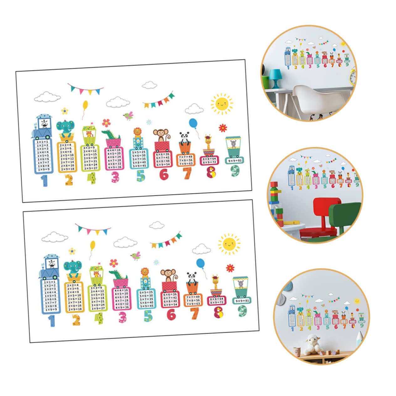 BESTonZON 4sätze Tier Wandsticker Multiplikationstabelle Wandaufkleber Für Kinderzimmer Dekorative Wandtattoos Für Frühkindliche Bildung Und Raumgestaltung Aufkleber