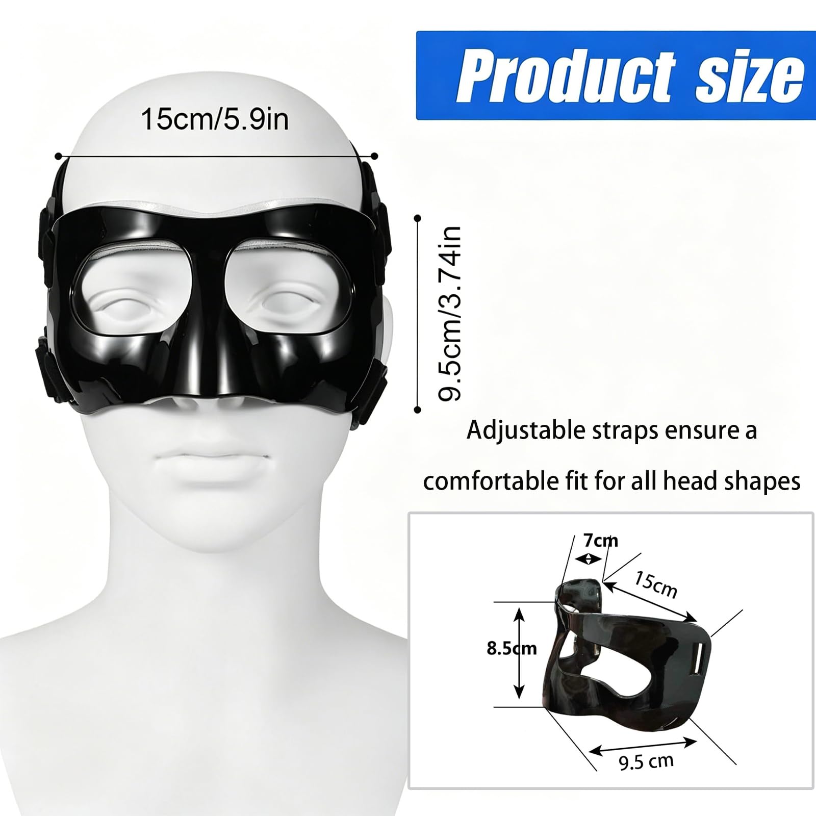 Maschera Protettiva Naso Rotto, Protezione per Viso Maschera per Allenamento, Maschera da Basket Regolabile, Protezione per Naso Per Rotto Adatto al Basket, al Calcio e ad Altri Sport