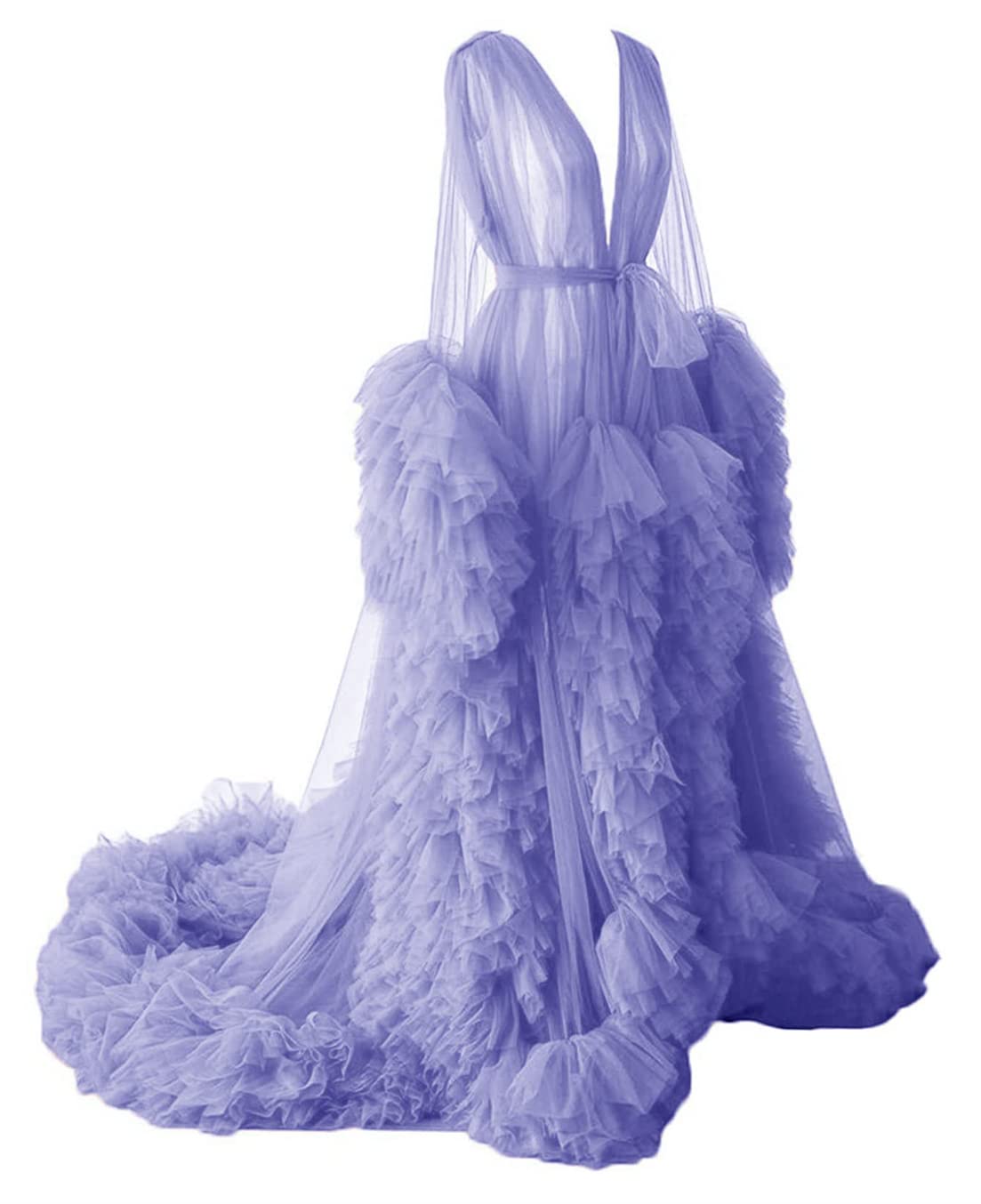 Dressing Gown for Maternity Photoshoot Perspective Sheer Long Robe Puffy Tulle Robe Sheer — view 15