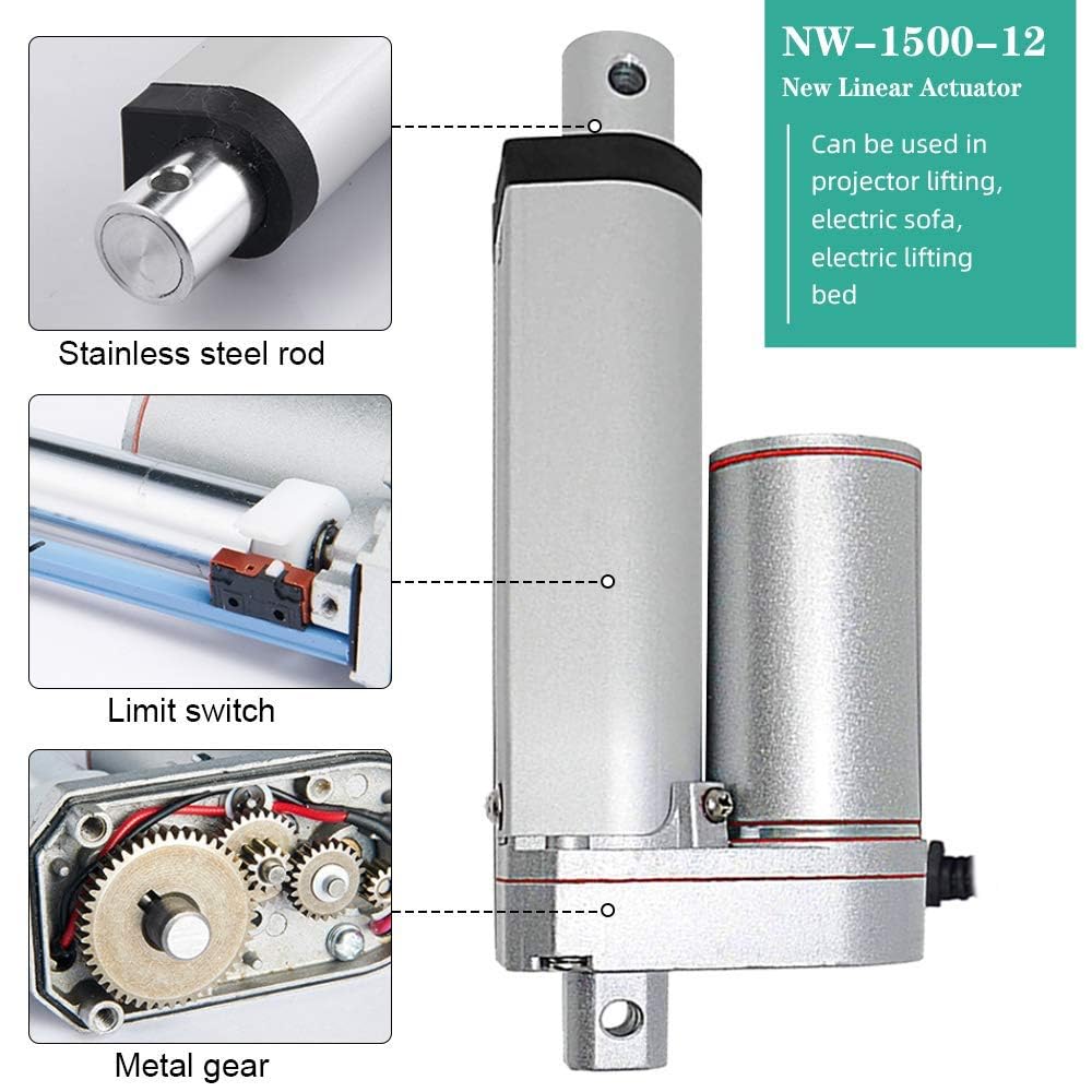 DCHOUSE Linearantrieb 1500N 450mm Hub DC 12V Motor für Türöffner Automatisierung