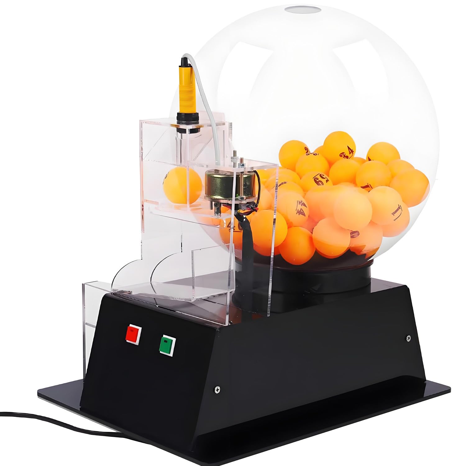 Automat do gry w kulki Lucky Electric, luksusowy zestaw bingo, selektor numerów kulek, automatyczny selektor numerów kulek, w zestawie akrylowa klatka bingo, 60 kulek, na imprezę, do gry Black