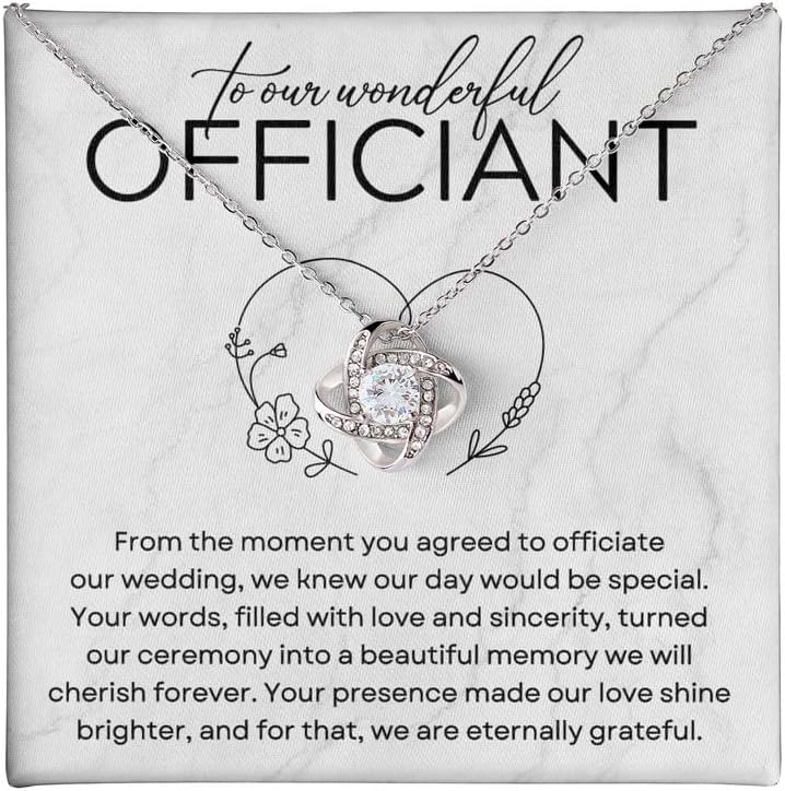 Wedding Officiant Necklace Message Card Box Love Knot Mahogany - From The Moment You Agreed To - From Bride & Groom Marriage Commissioner