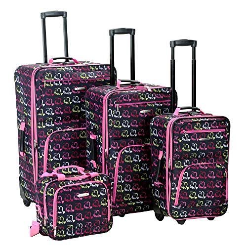 Rockland Fashion Softside Upright Luggage Set, Heart1, 4-Piece (14/19/24/28)