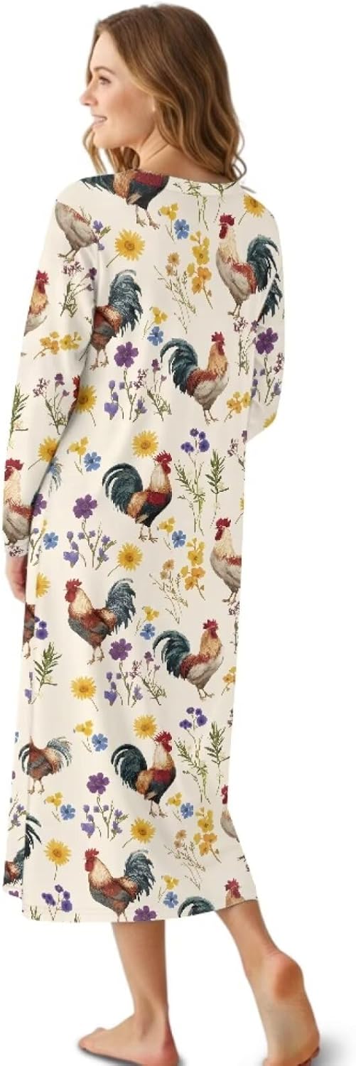 Nightgown for Women Long Sleeve Soft Sleepshirt Comfy Sleepwear Button Sleep Dress Full Length House Coat - Image 7