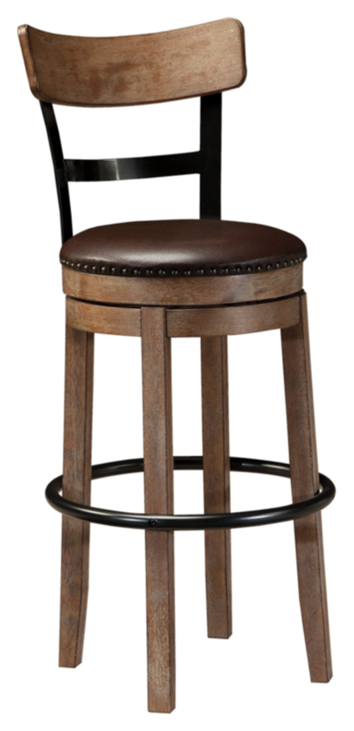 Signature Design by Ashley Pinnadel 30" Modern Swivel Pub Height Barstool, Light Brown