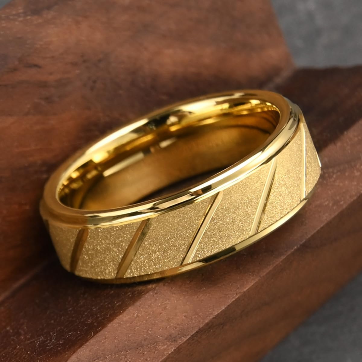 Golden/Silvery Tungsten Carbide Rings for Men and Women Sandblasted and Inlay Grooved Men's Engagement Wedding Bands Luxury High Polished - Image 3