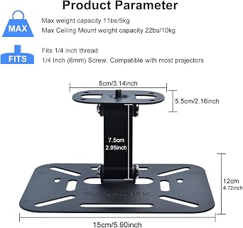 Salange Projector Stand Table, Desktop Foldable Stand, Projector Ceiling Mount, Easy Setup with 180-Degree Adjustment, Compatible with Most Projectors for Home,Outdoor,Office