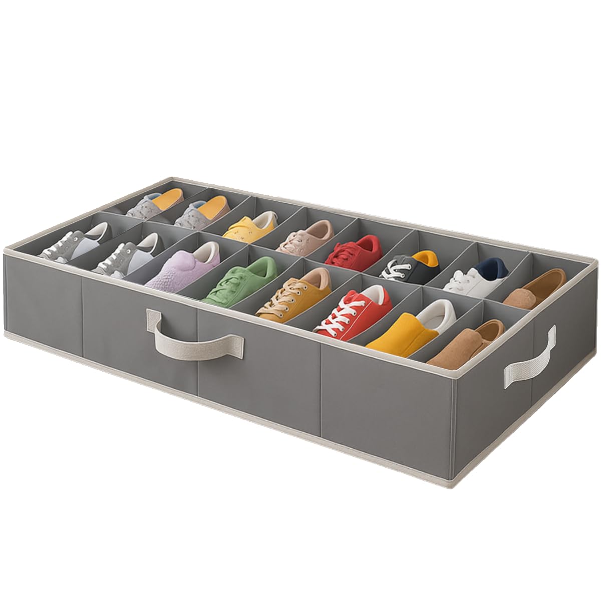 Under Bed Shoe Storage Organizer - TEAR-RESISTANT Heavy Duty 600D Material - Fits All Styles Men's and Women's Shoes, Up to 16 Pairs - Extra-Strong