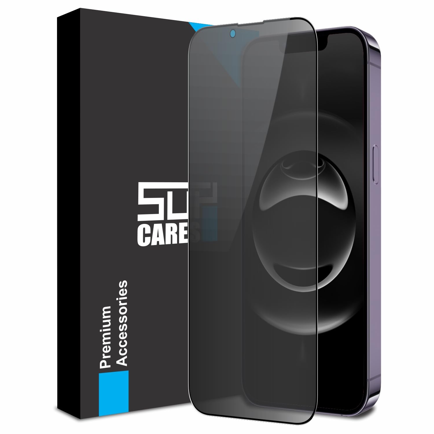 SupCares Military-Grade Privacy Tempered Glass for iPhone 16e / 14/13 / 13 Pro (6.1 Inch) With Installation Kit | Edge to Edge Coverage Screen Protector | Black