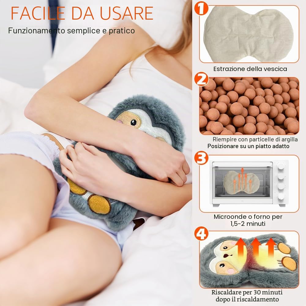 Borsa Acqua Calda per Microonde - Cuscino Termico Cervicale Riscaldante 25x15 cm