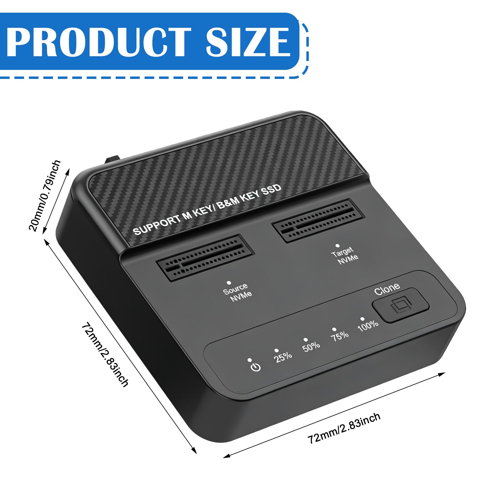 M.2 NVMe & SATA Docking Station 20Gbps Dual Bay M2 NVMe SSD Case USB 3.2 Gen 2 Reader Duplicator Offline Clone Station per 2230/2242/2260/2280 NVMe