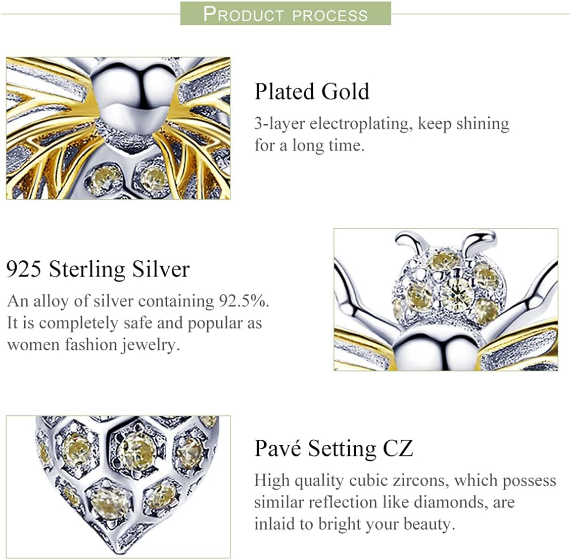 BISAER Hamsa Hand Charm - Sterling Silver, Blue Gemstones Evil Eye, Fits Bangle, Bracelet, Necklace - Image 5