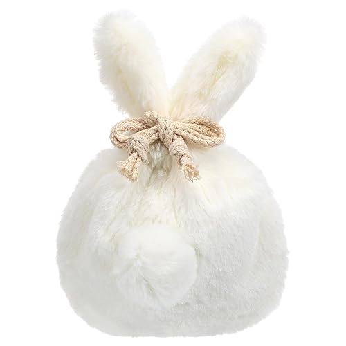 Luxshiny Plush Bunny Ears Drawstring Bag: Soft Plush Bag Cute