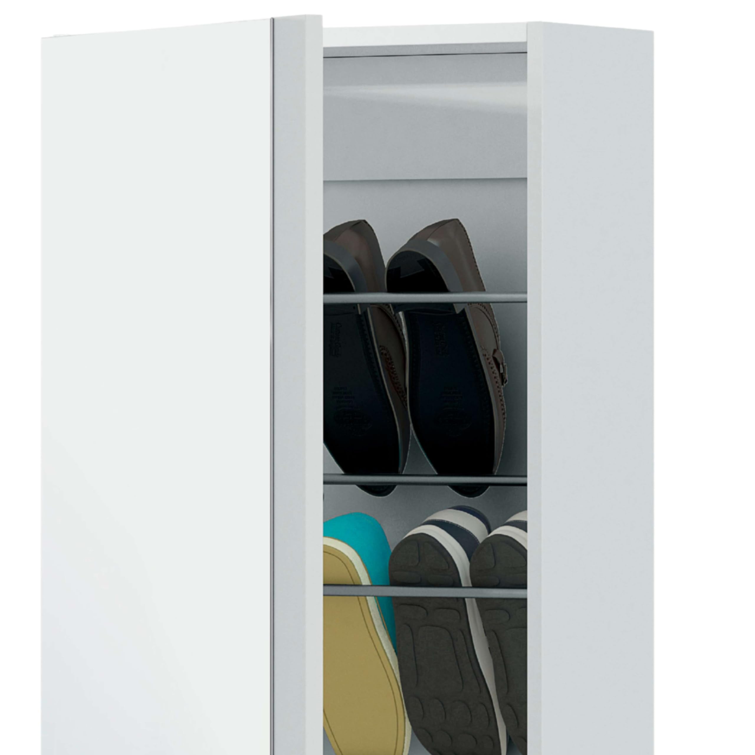 Habitdesign Zapatero de una Puerta con Espejo en Color Blanco artik para Entrada 180x50x22 cm