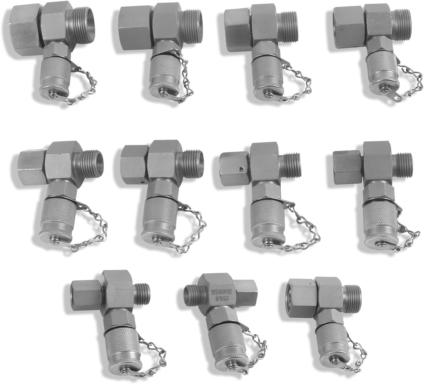 XZT DKO Metric 11 Pack Hydraulic Swivel Run Tees,hydrulic Tee Connector,Tester Coupling Set For Hydraulic System, Excavator Construction Machinery
