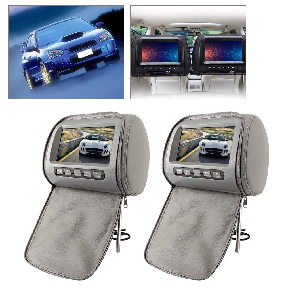 Reproductores de Video para Reposacabezas de Automóvil 2 Piezas de 7 Pulgadas Reproductor de DVD para Coche con Soporte para Reposacabezas Televisores de Coche para Asiento Trasero