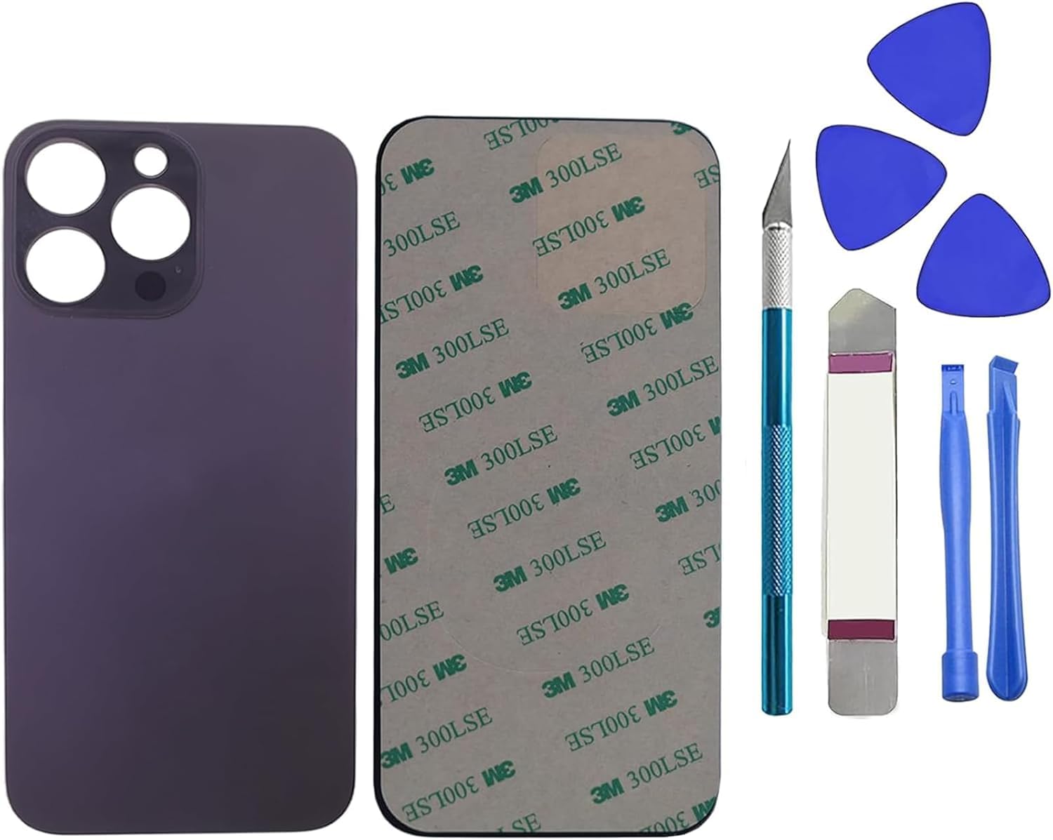 14 Pro Max Verre arrière de Rechange pour iPhone 14 Pro Max 6,7" avec kit d'outils Repar(Violet foncé)