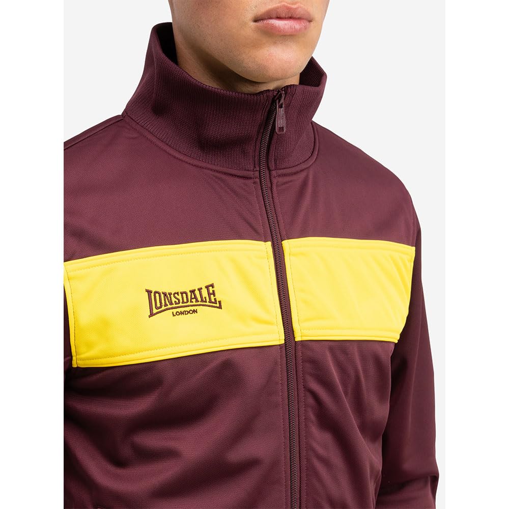Lonsdale Męska kurtka treningowa wąski krój ALNWICK, Oxblood/Yellow, XL, Oxblood/Yellow, XL
