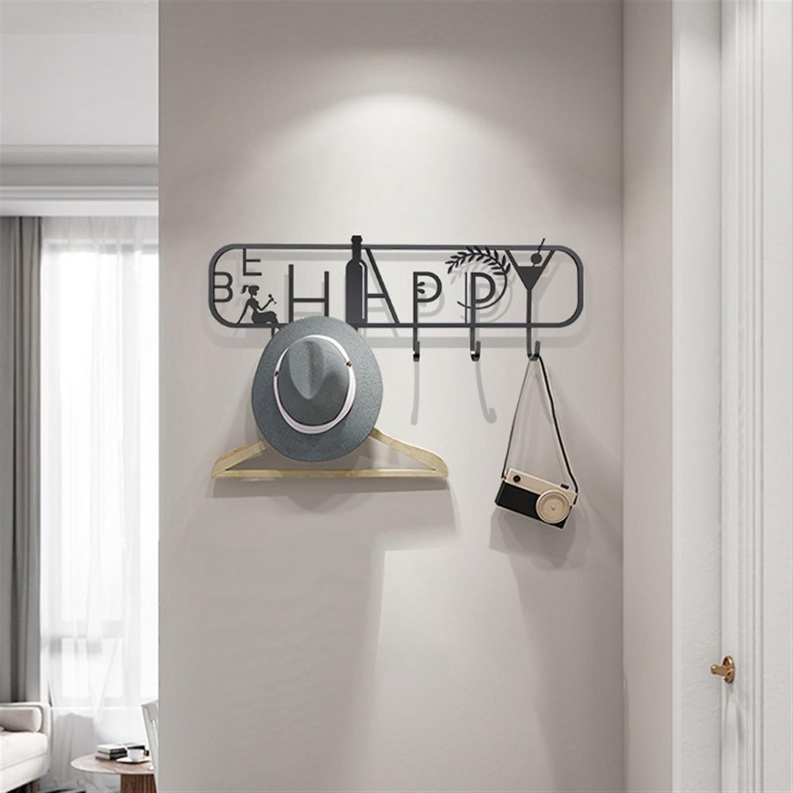 Perchero de pared Perchero montado en la pared, estante con gancho sin agujeros, estante colgante de pared for baño, espátula de cocina, estante colgante for cuchara, perchas for puerta de baño Perche