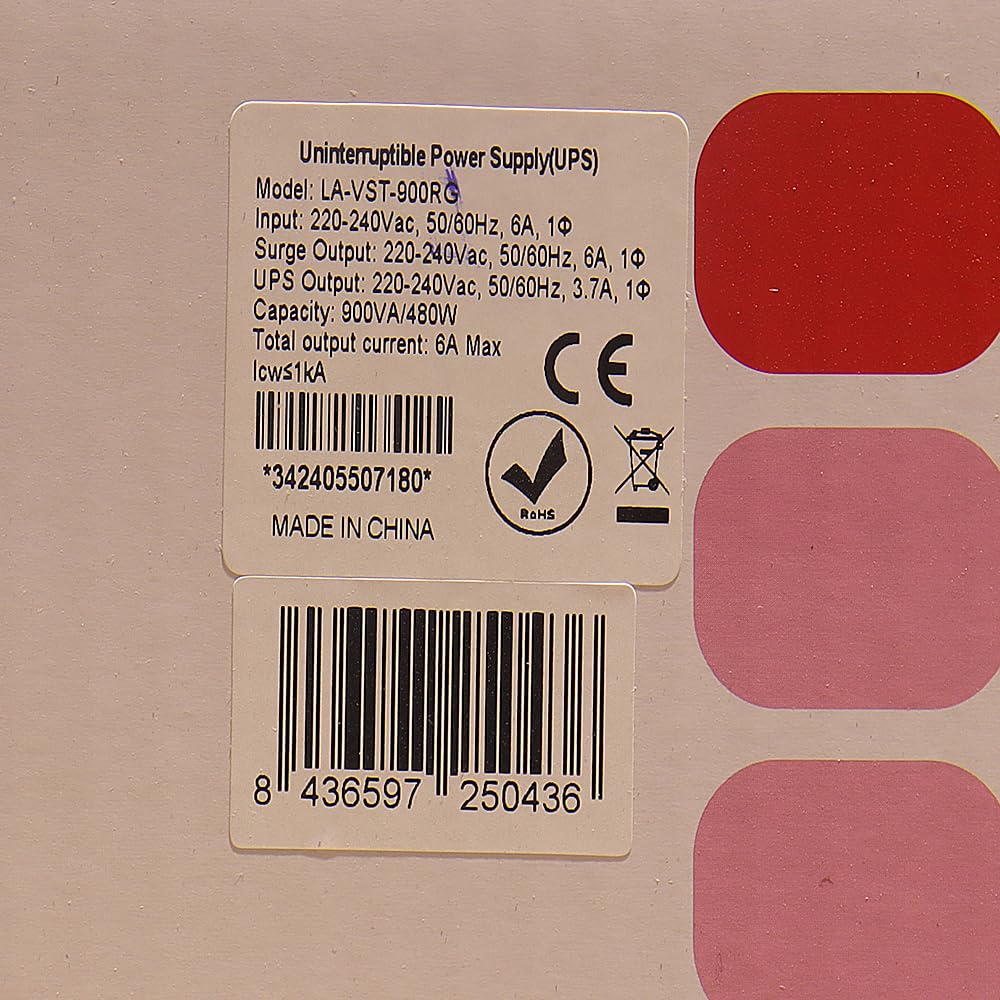 Lapara LA-VST-900RG Sistema de Alimentación Ininterrumpida SAI 900VA 480W Interactivo con AVR y Control microprocesador USB de Carga.