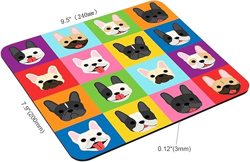 Miniatura 2 de Alfombrilla de mouse, con patrón de bulldog francés, alfombrilla de mouse rectangular personalizada con diseños de goma antideslizante suave para