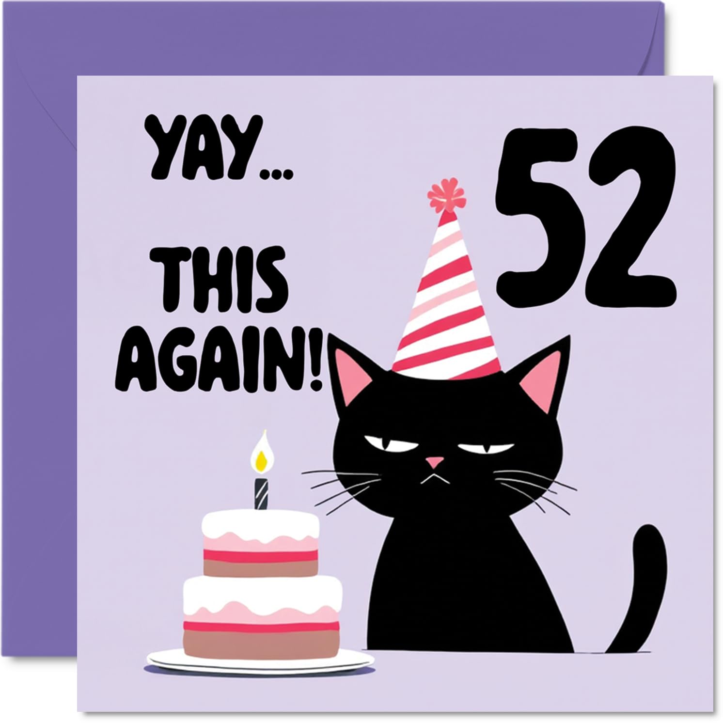 52nd Birthday Cards for Women Men - Yay This Again! - Happy Birthday Card for 52 Year Old Woman Man Nan Colleague Nanny Brother, 145mm Bday Greeting Cards