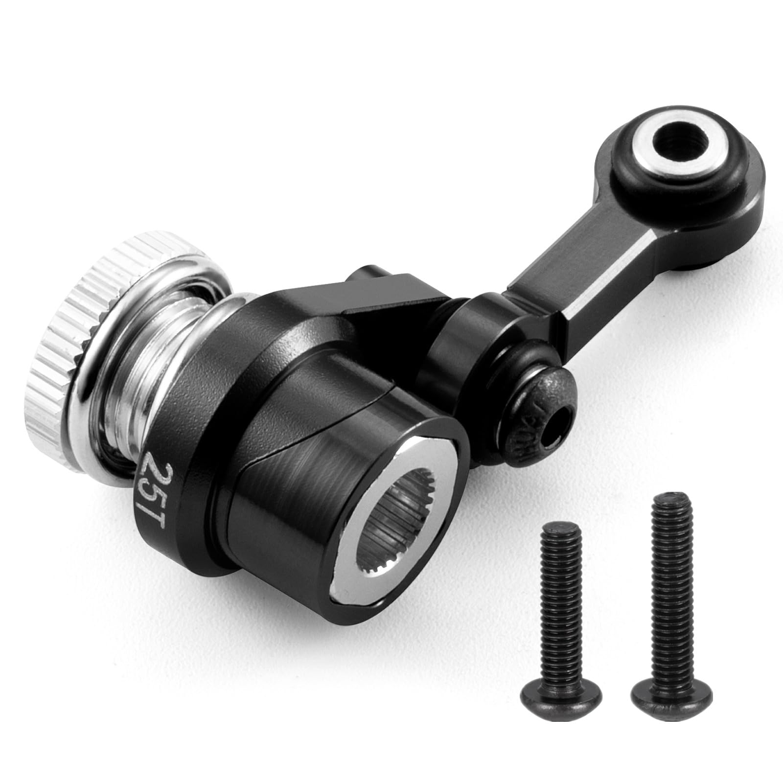 BRKRC Aluminum Fixed Link Steering with 25T Servo Arm for Tra-xxas Mini Maxx 2S XRT 1/16 RC Car Upgrade Parts (Black)