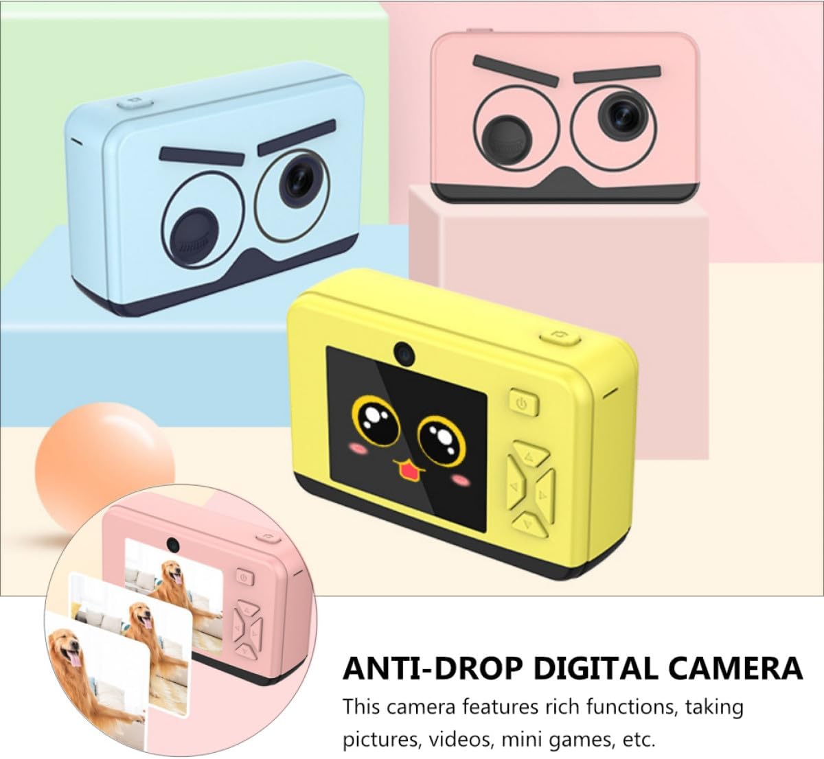 High-Definition Digital Camera for Boys with Large Screen, Drop-Resistant Multipurpose Video Recorder, Creative Camera for Travel and Play Random Color