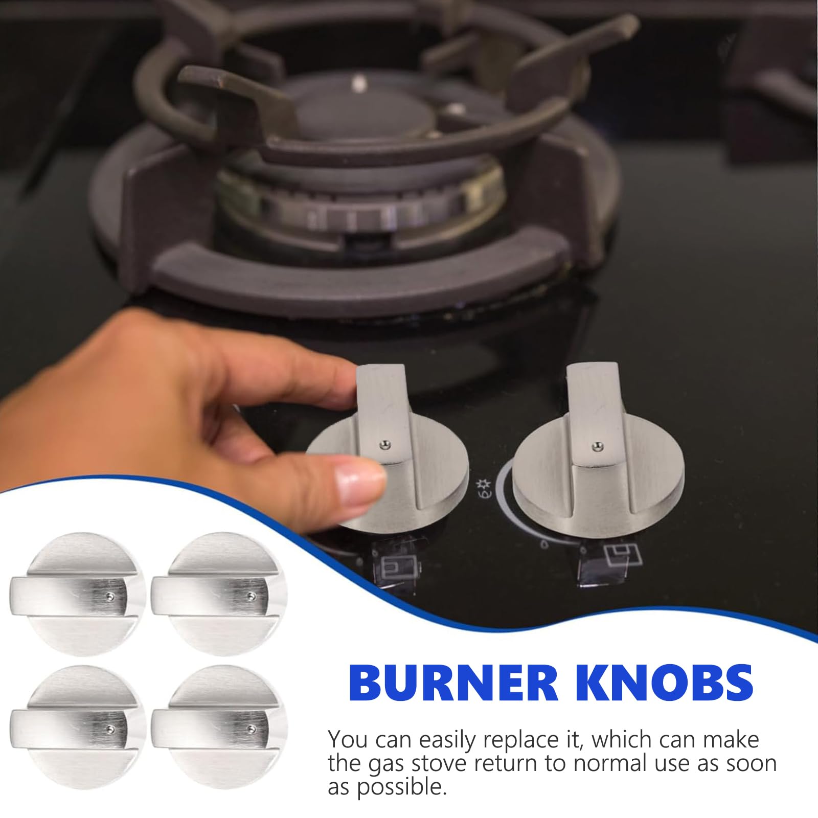 4 Pezzi manopole piano cottura, 6mm pomelli Cucina Gas Universale, Copertura Pomello Accessori di Ricambio per Forno, Cover Knob Replacement Accessories
