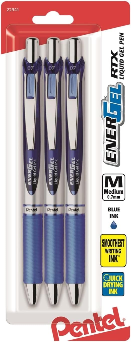 Pentel EnerGel Deluxe RTX Bolígrafo Gel 0.7 mm Tinta Azul Pack 3 miniatura 4